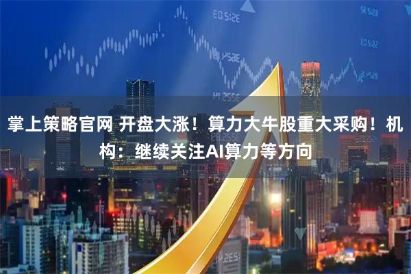 掌上策略官网 开盘大涨！算力大牛股重大采购！机构：继续关注AI算力等方向