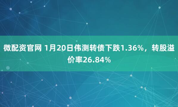 微配资官网 1月20日伟测转债下跌1.36%，转股溢价率26.84%